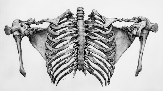 Photo human rib anatomy intricate illustrations of the human rib cage emphasizing bone structure and muscle attachment points ar 169 v 61 job id fe738e8352604f048d468d5ff33fbc7e