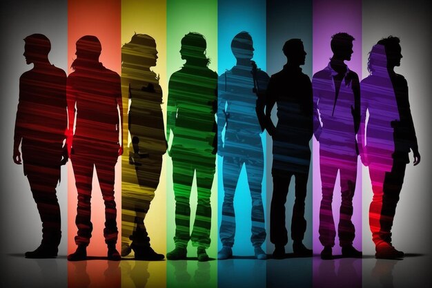 Human rights or diversity concept LGBT pride community gay culture symbol homosexual pride Rainbow flag sexual identity Colorful rainbow transgender symbol flag Generative AI