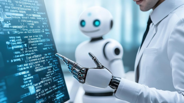 Human and Robot Collaboration AI Programming Coding Future Technology Cybersecurity Innovation