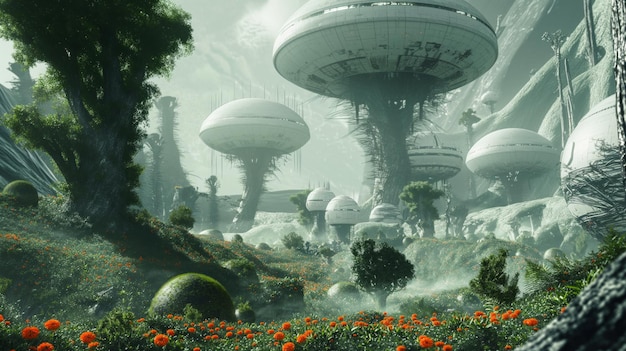 Human Settlements on Alien Worlds Amongst Alien Flora Exoplanetary Colonization