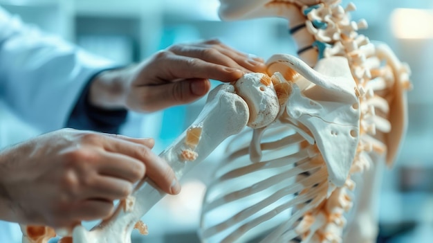 Human skeleton model for medical education in laboratory