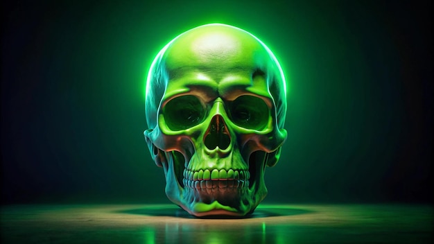 Photo human skull art green neon face hd