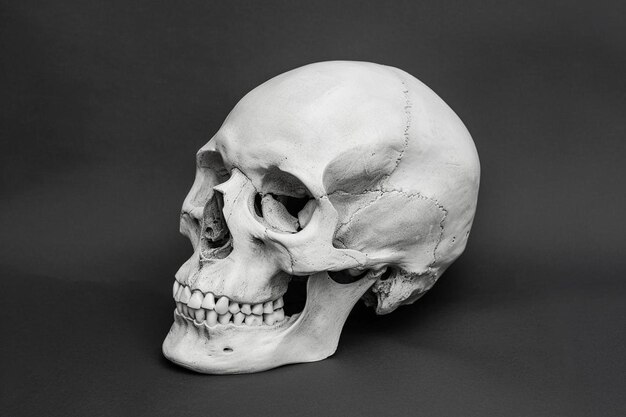 Human skull on a black background