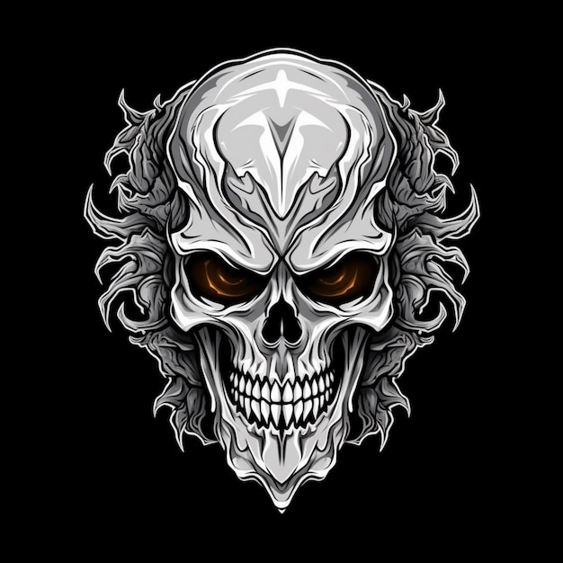 Human skull head sketch gothic tattoo halloween images AI Generated art