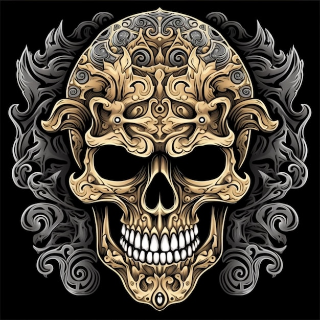 Human skull head sketch gothic tattoo halloween images AI Generated art