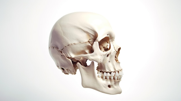 A human skull is shown on a white background generative ai image