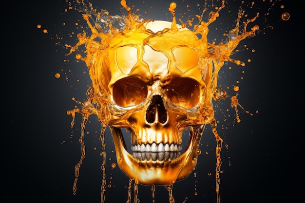 Human skull juice splash spring Face bone Generate Ai