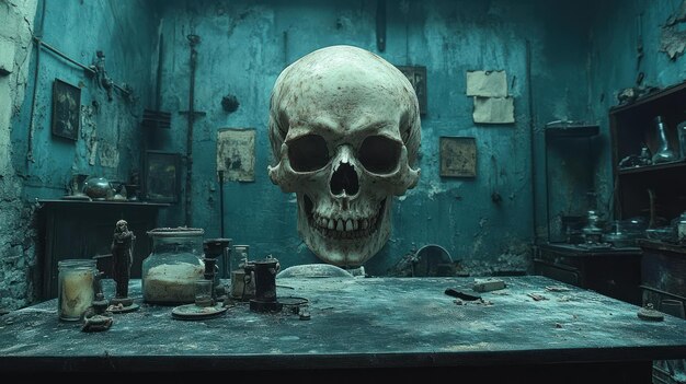 Human Skull in a Mystical Setting