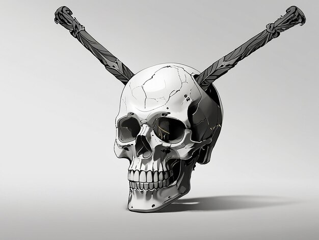 Photo human skull in studio