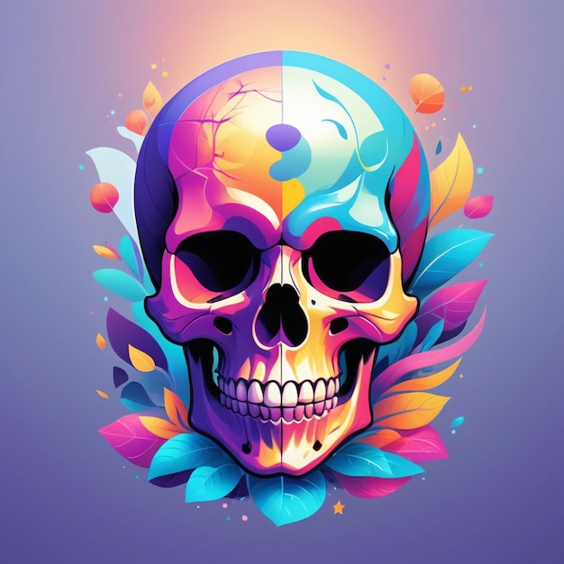 Photo human skull with geometric shapes and abstract patterns multicolor ai art