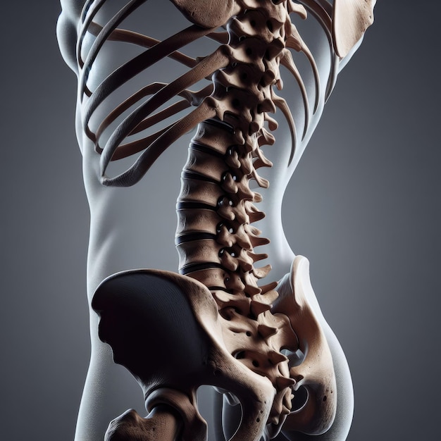 Human spine bones clear sharp 3d rendered illustration Back spine pain concept