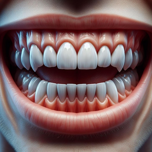 Human teeth with lips and a smile