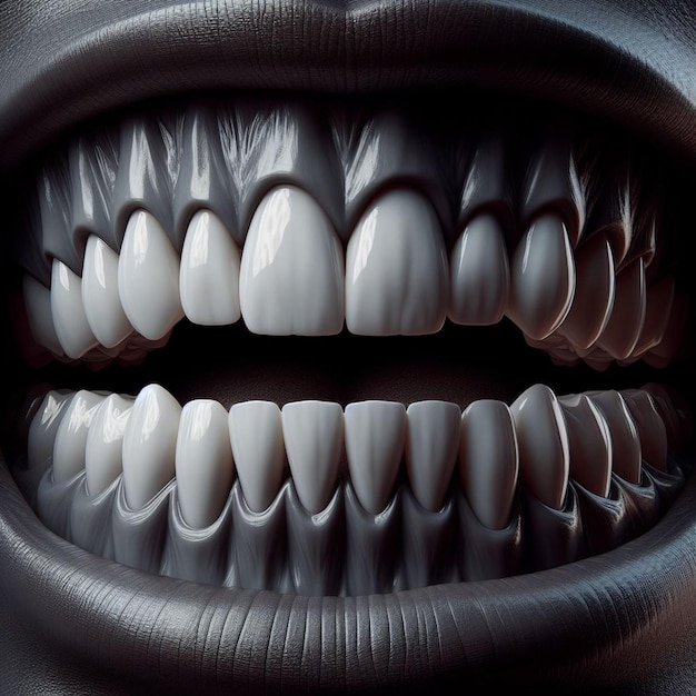 Human teeth with lips and a smile