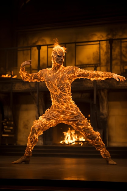 the human torch performing a ballet