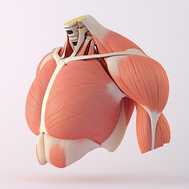 Photo human upper body muscle anatomy 3d illustration