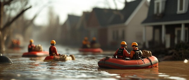 Photo humanitarian workers rescuing people in distress