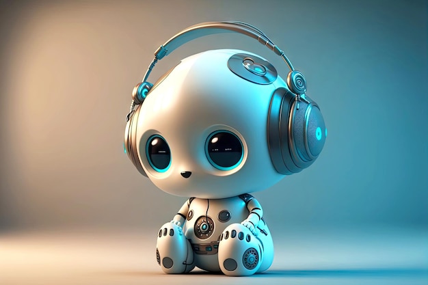 Humanlike technical assistant in form of cute robotic chatbot robot