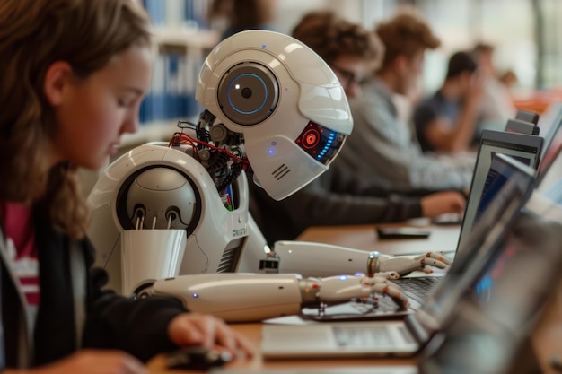 Photo humanoid robot learning