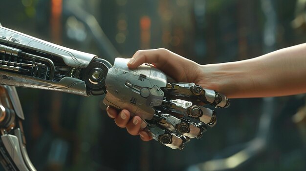 humans and robots shaking hands cooperation between robots and humans