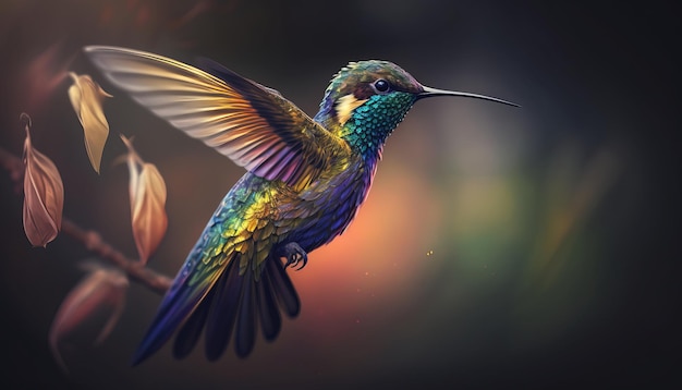 Hummin bird on Beautiful background Generative Ai