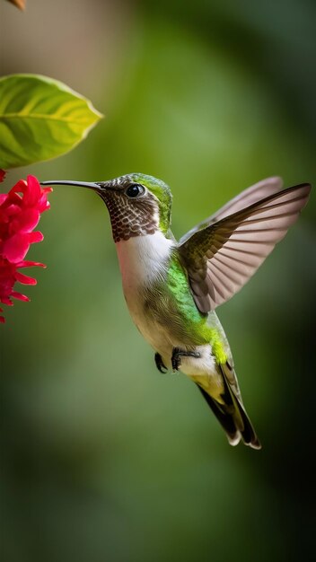 Humming bird green flying