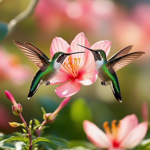 a hummingbird is flying over a flower with the number 13 on it