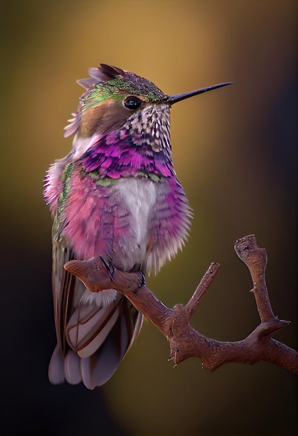 Hummingbird sitting on a branch generative ai