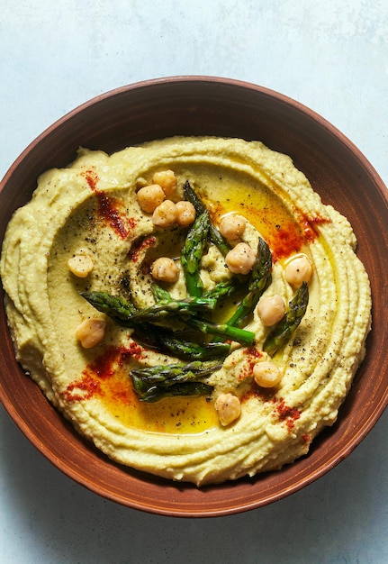 Hummus with green asparagus spring alternative recipe