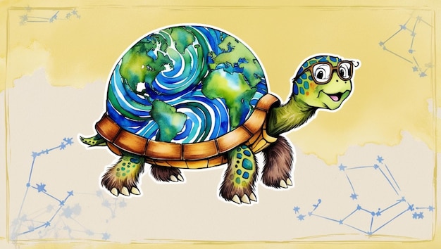 Photo a humorous fantasy novel illustration inspired by the concept of a world turtle