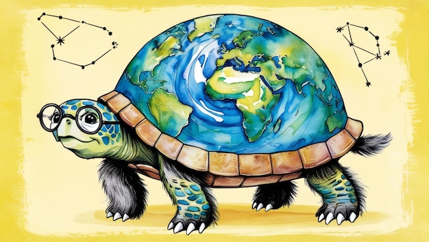 Photo a humorous fantasy novel illustration inspired by the concept of a world turtle