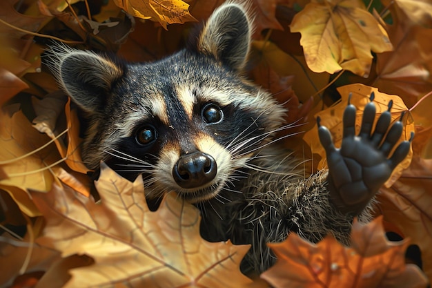 A humorous image of a mischievous raccoon peeking generative ai