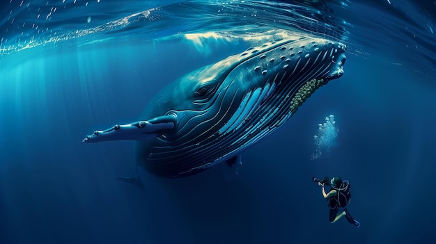 Photo humpback whale encounter underwater photography