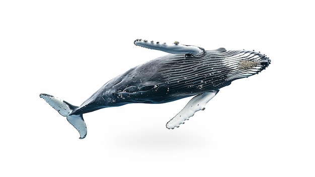 Humpback whale on an isolated white background Generative Ai