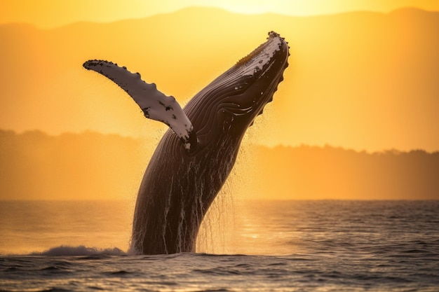 Humpback Whale in the Spotlight Sea Animal photo