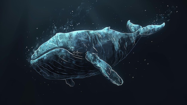 Humpback Whale Underwater Sketch