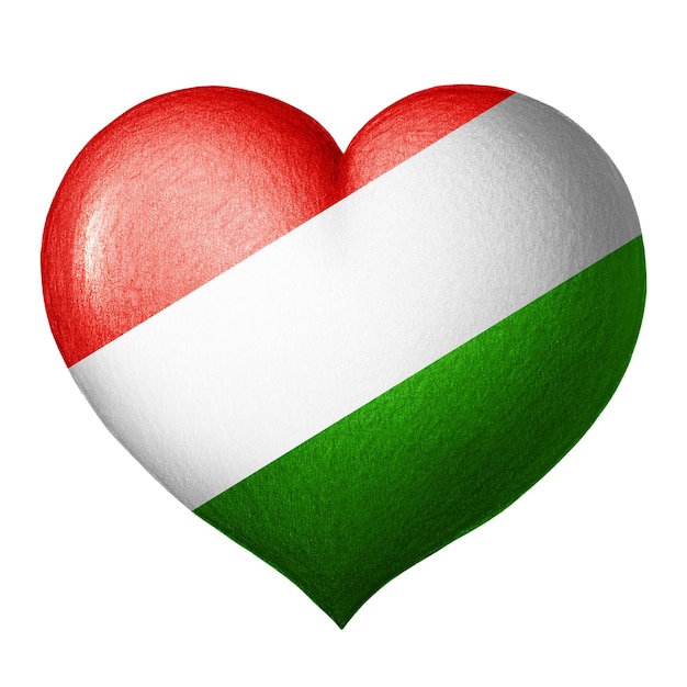 Hungarian flag heart isolated on white background Pencil drawing