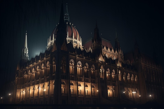 The hungarian parliament building at night