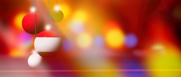 Hungary flag on Christmas ball with blurred and abstract background