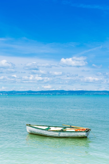 Hungary lake Balaton beautiful summer landscape with boats on the water