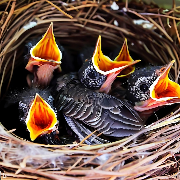 Hungry Baby birds Generative AI