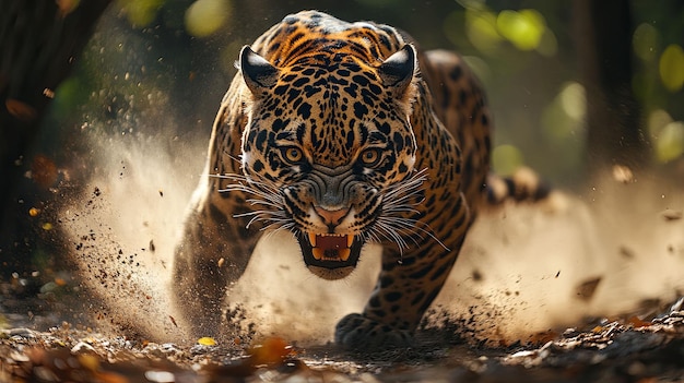 Photo the hunt capturing the intensity and skill of predatory animals concept