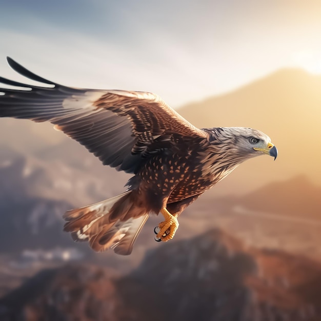 A hunting eagle is flying in the sky generative AI