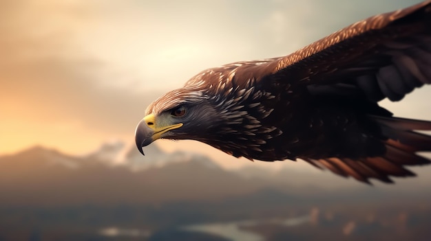 A hunting eagle is flying in the sky generative AI