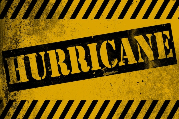 Hurricane sign yellow with stripes