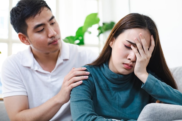 Husband and wife who do not understand each other unhappy in marriage