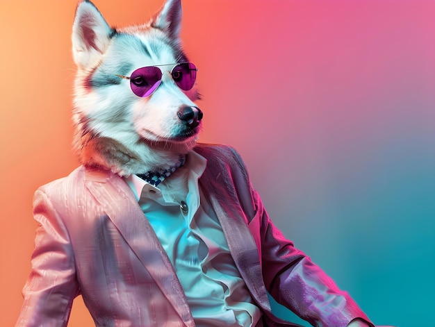 husky wearing fancy suit