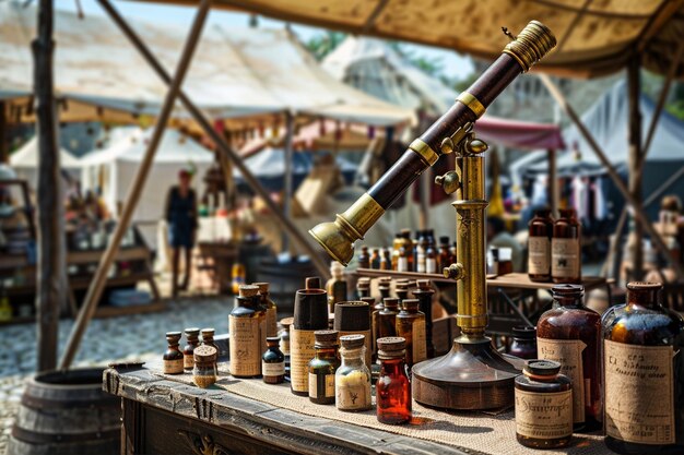 Photo hustle of a medieval marketplace