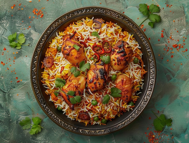 Hyderabad Biryani Plate from Top Angle