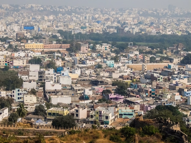 Hyderabad India View of Hyderabad cityscape from Golkonda fort walls