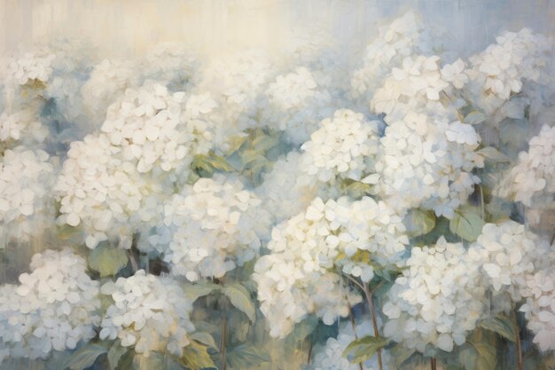 Photo hydrangea field painting backgrounds blossom